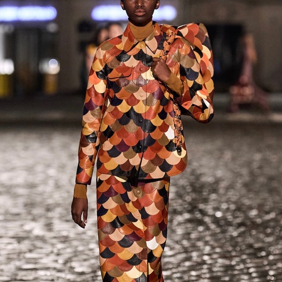 Vintage 1970s Leather Fish Scale Jacket (Chloe FW21) - Picture 2 of 4